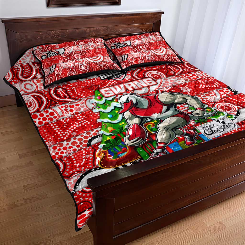 Swans Football Merry Christmas Quilt Bed Set Indigenous Australian Art