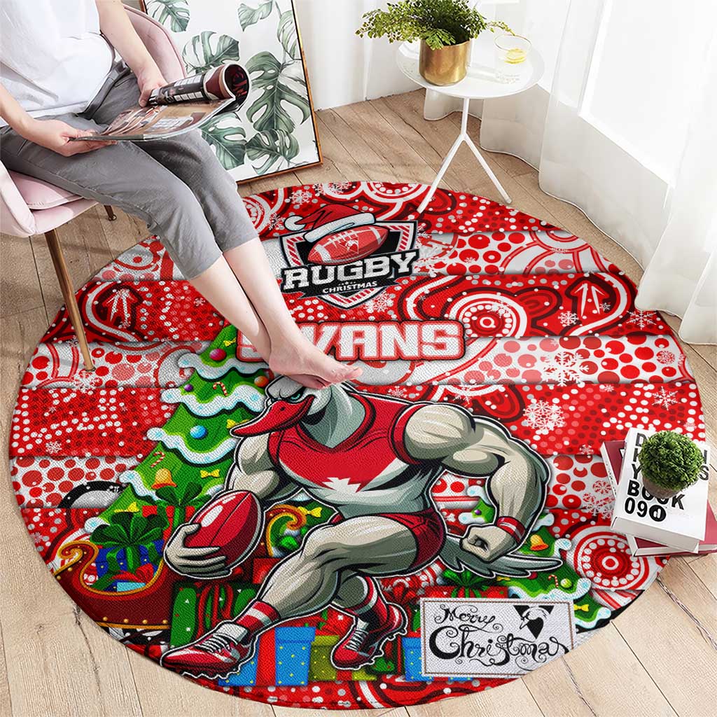 Swans Football Merry Christmas Round Carpet Indigenous Australian Art