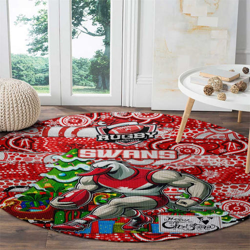 Swans Football Merry Christmas Round Carpet Indigenous Australian Art