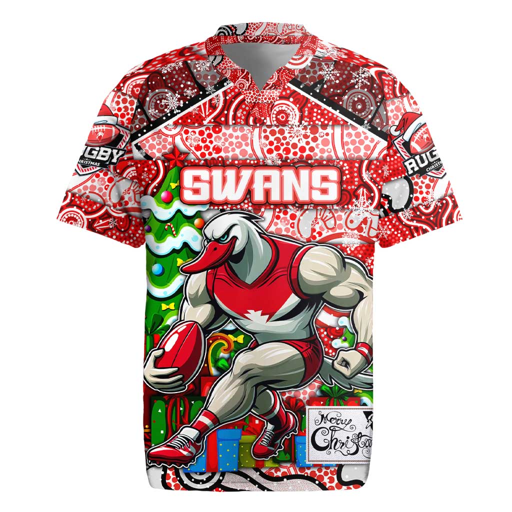 Custom Swans Rugby Merry Christmas Rugby Jersey Indigenous Australian Art