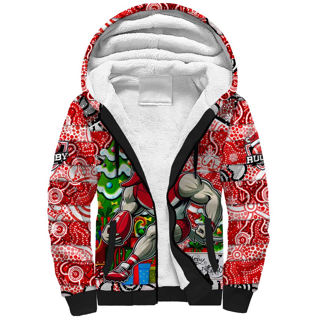Custom Swans Rugby Merry Christmas Sherpa Hoodie Indigenous Australian Art