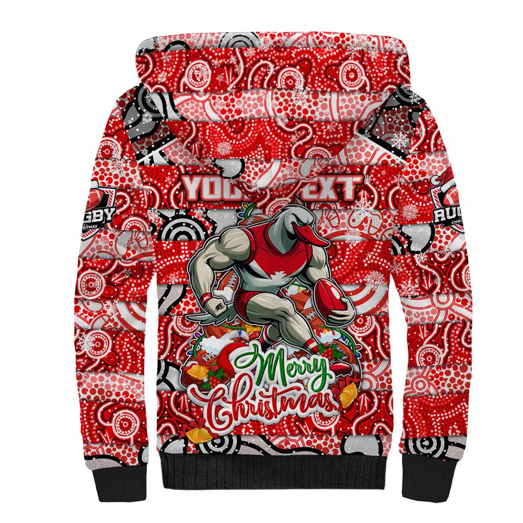 Custom Swans Rugby Merry Christmas Sherpa Hoodie Indigenous Australian Art