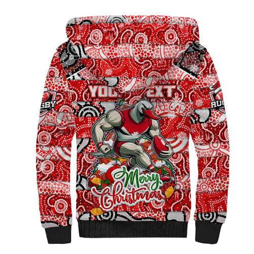 Custom Swans Rugby Merry Christmas Sherpa Hoodie Indigenous Australian Art