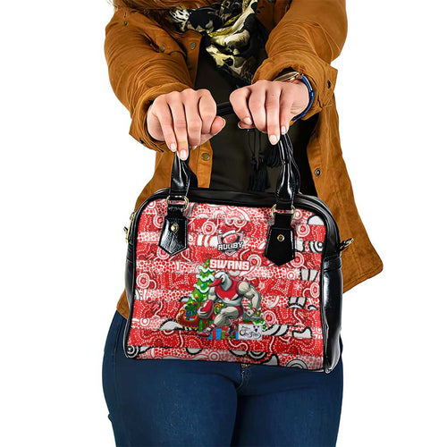 Swans Football Merry Christmas Shoulder Handbag Indigenous Australian Art