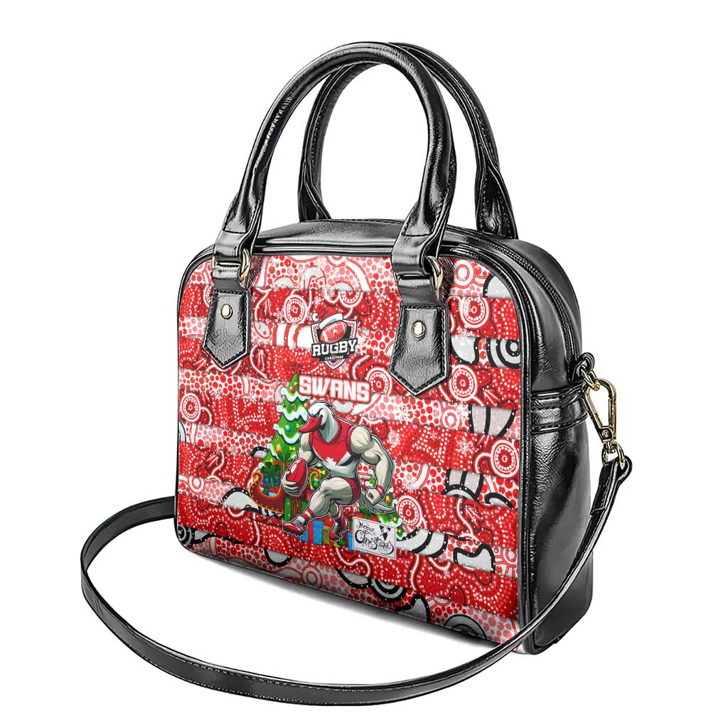 Swans Football Merry Christmas Shoulder Handbag Indigenous Australian Art