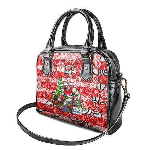 Swans Football Merry Christmas Shoulder Handbag Indigenous Australian Art