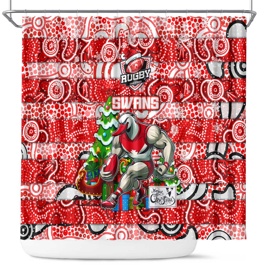Swans Football Merry Christmas Shower Curtain Indigenous Australian Art