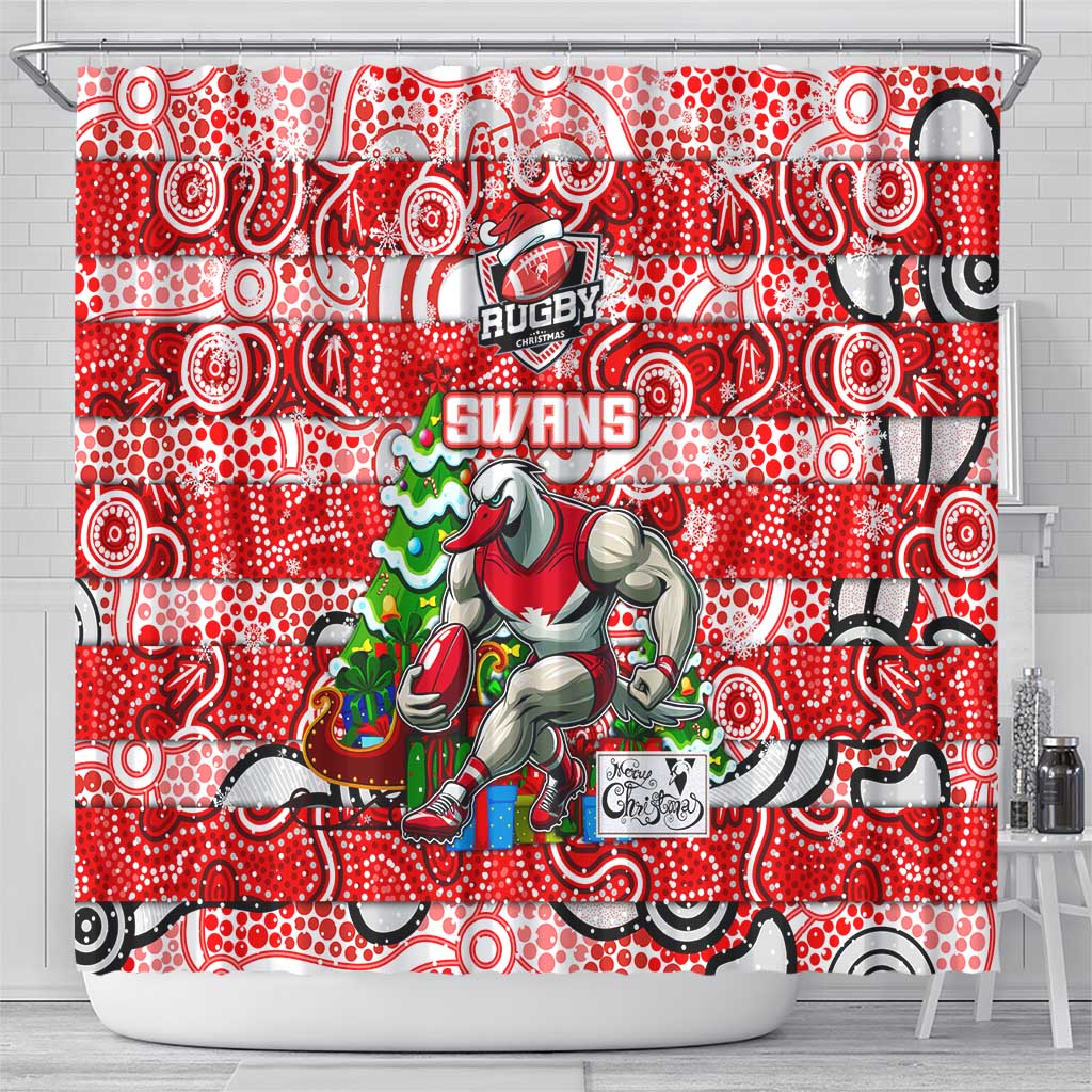 Swans Football Merry Christmas Shower Curtain Indigenous Australian Art