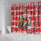 Swans Football Merry Christmas Shower Curtain Indigenous Australian Art
