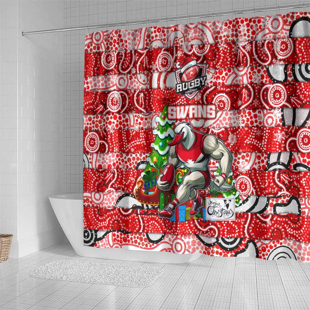 Swans Football Merry Christmas Shower Curtain Indigenous Australian Art