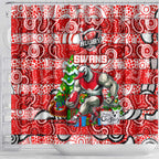 Swans Football Merry Christmas Shower Curtain Indigenous Australian Art