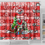 Swans Football Merry Christmas Shower Curtain Indigenous Australian Art