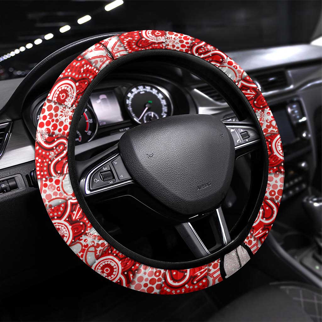 Swans Football Merry Christmas Steering Wheel Cover Indigenous Australian Art