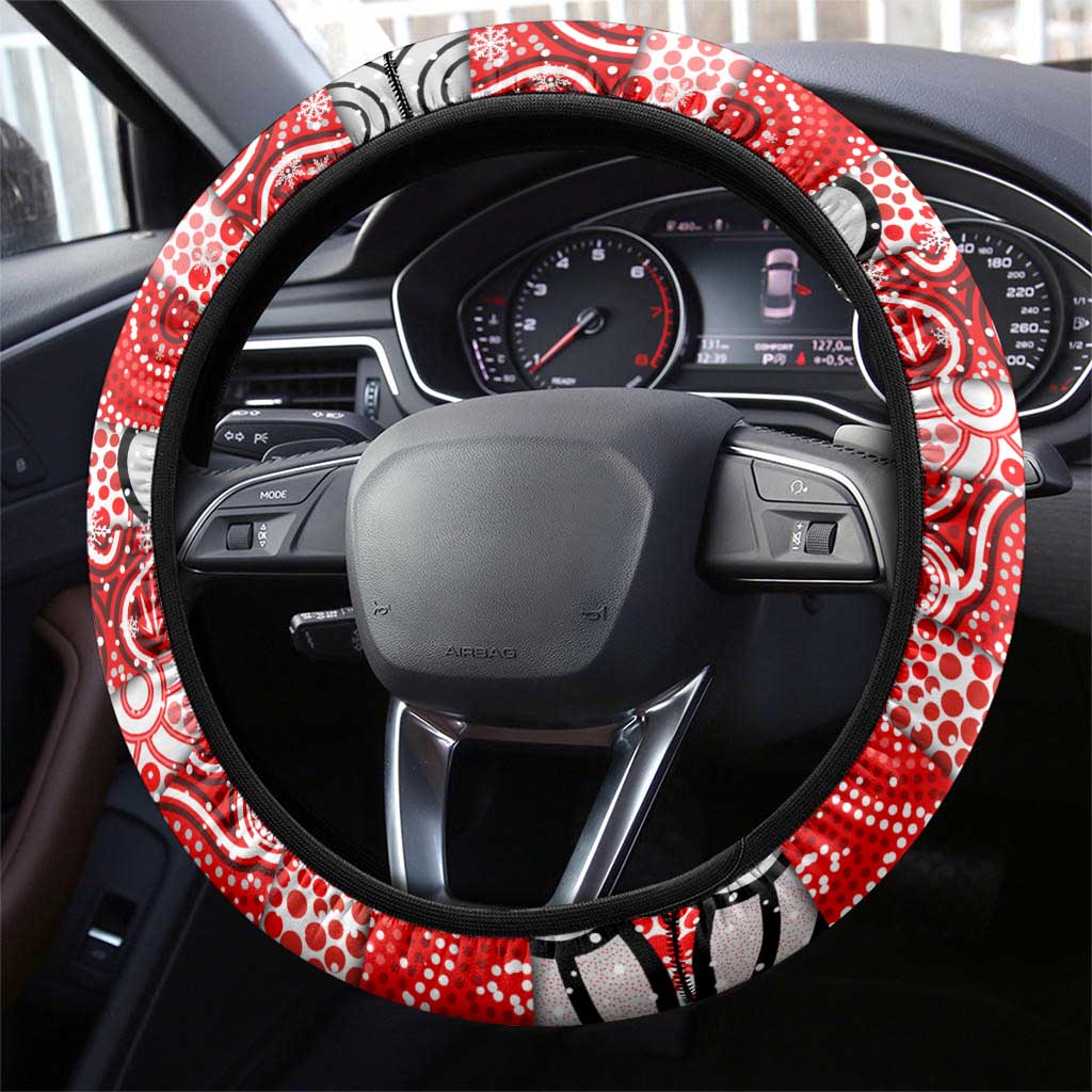 Swans Football Merry Christmas Steering Wheel Cover Indigenous Australian Art