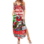 Custom Swans Rugby Merry Christmas Summer Maxi Dress Indigenous Australian Art