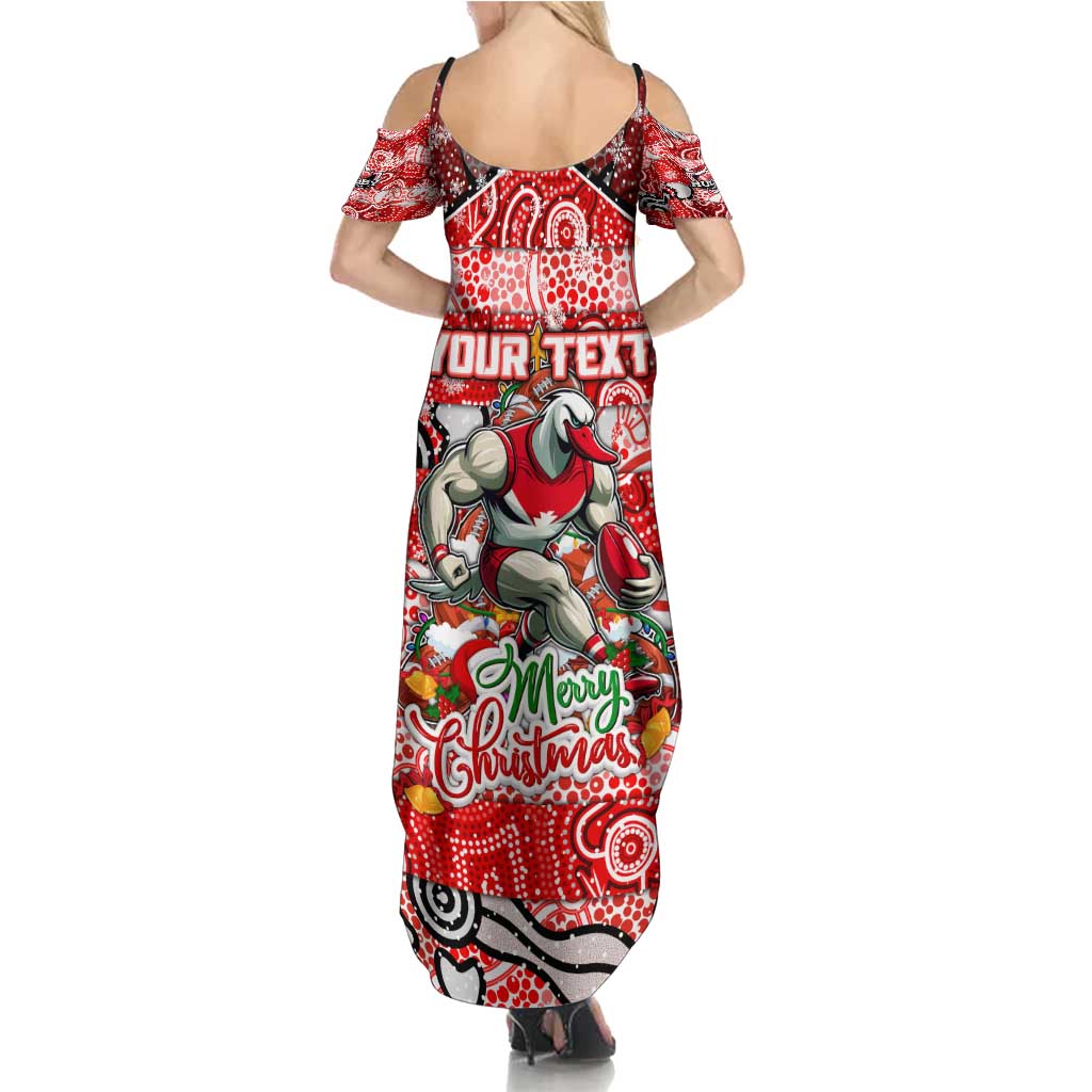 Custom Swans Rugby Merry Christmas Summer Maxi Dress Indigenous Australian Art