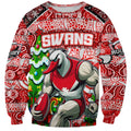 Custom Swans Rugby Merry Christmas Sweatshirt Indigenous Australian Art