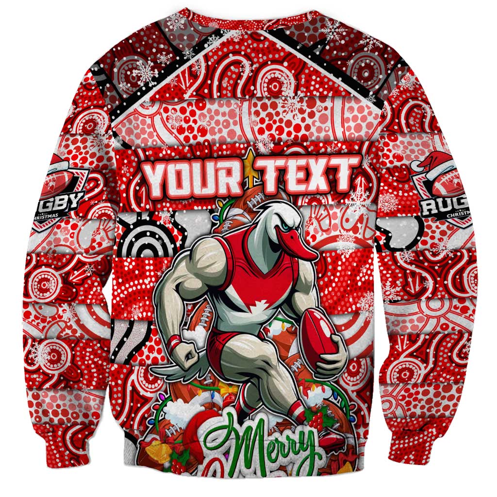 Custom Swans Rugby Merry Christmas Sweatshirt Indigenous Australian Art
