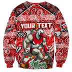 Custom Swans Rugby Merry Christmas Sweatshirt Indigenous Australian Art