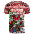 Custom Swans Rugby Merry Christmas T Shirt Indigenous Australian Art