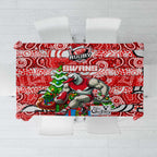 Swans Football Merry Christmas Tablecloth Indigenous Australian Art