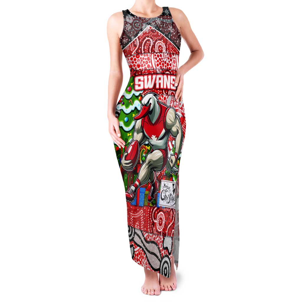 Custom Swans Rugby Merry Christmas Tank Maxi Dress Indigenous Australian Art