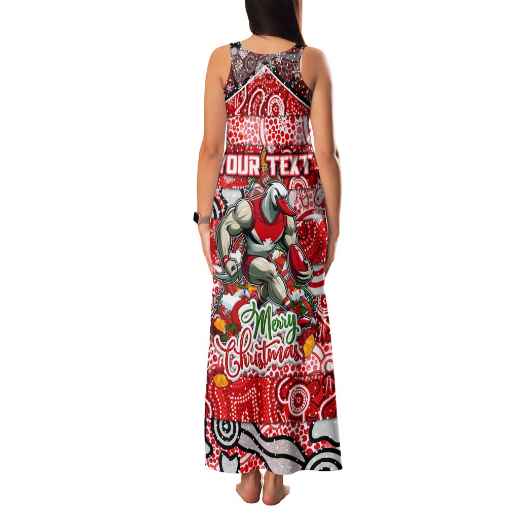 Custom Swans Rugby Merry Christmas Tank Maxi Dress Indigenous Australian Art
