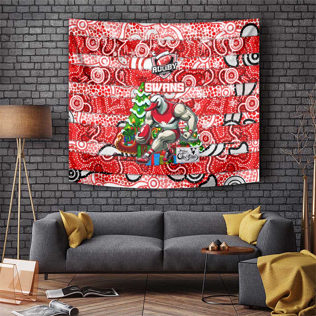 Swans Football Merry Christmas Tapestry Indigenous Australian Art