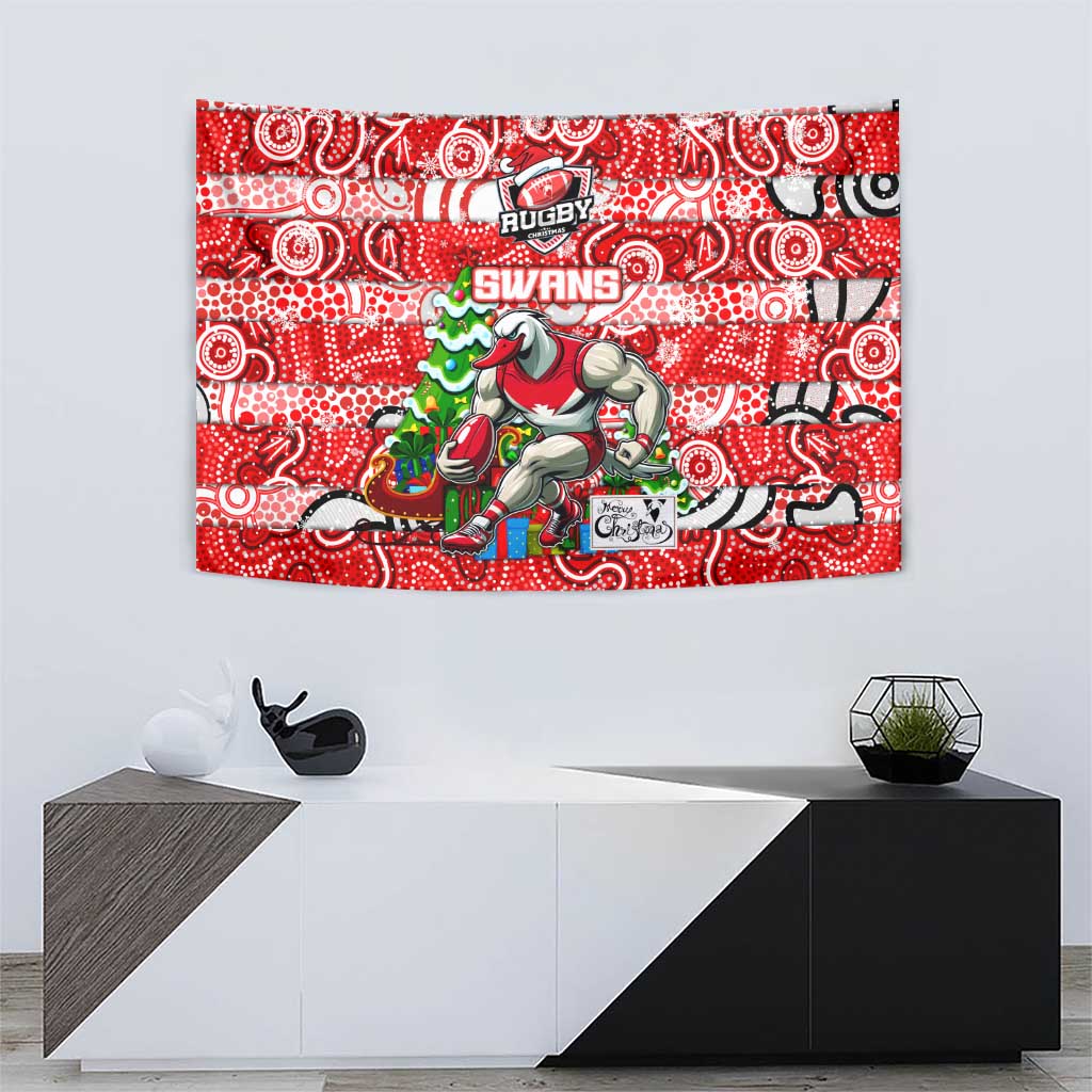 Swans Football Merry Christmas Tapestry Indigenous Australian Art