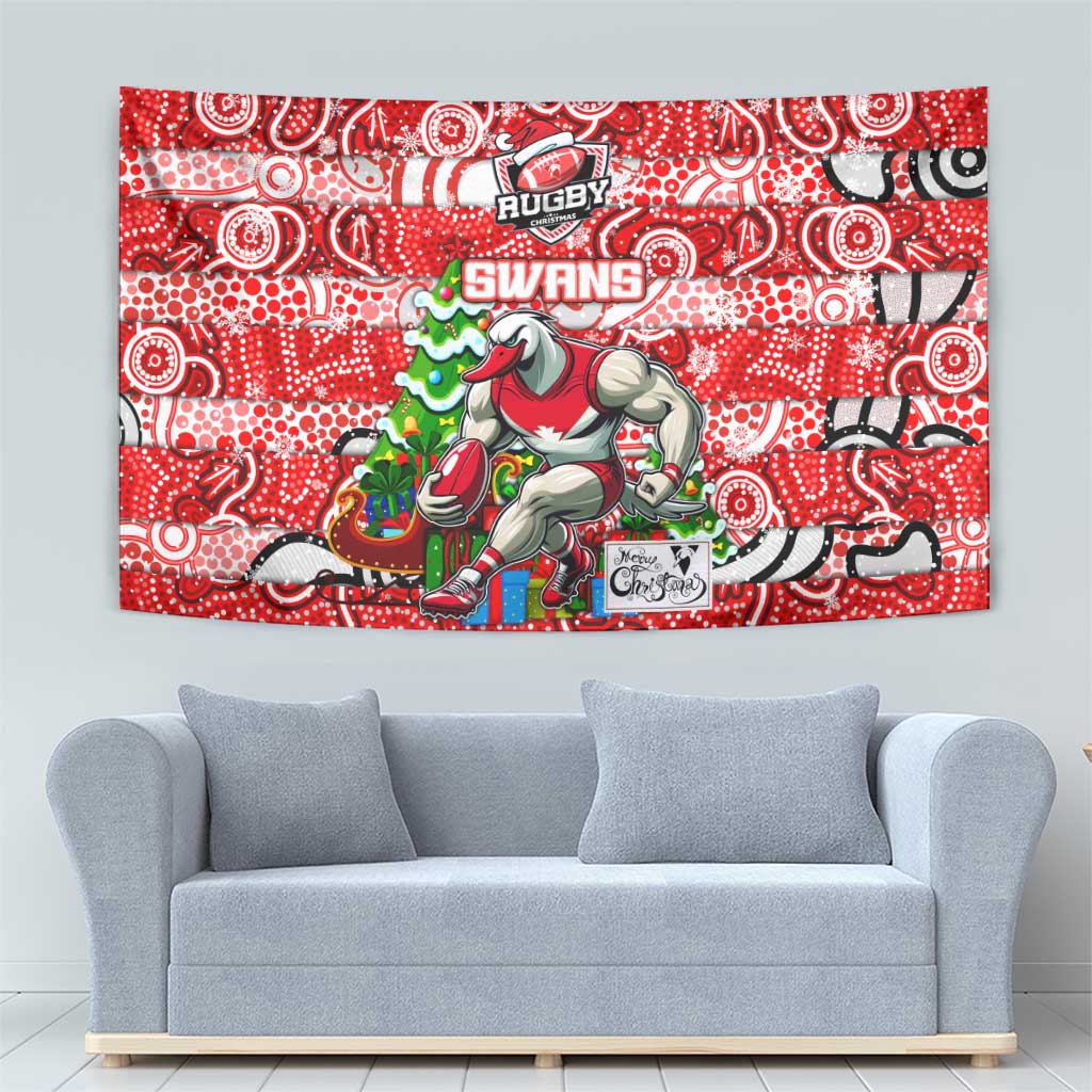 Swans Football Merry Christmas Tapestry Indigenous Australian Art
