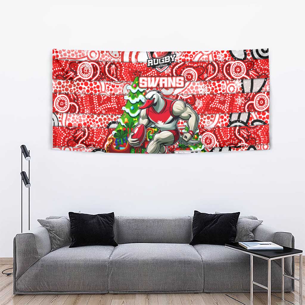 Swans Football Merry Christmas Tapestry Indigenous Australian Art