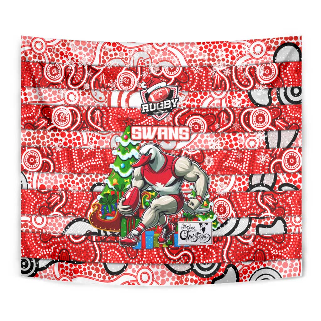 Swans Football Merry Christmas Tapestry Indigenous Australian Art