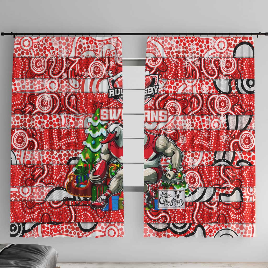 Swans Football Merry Christmas Window Curtain Indigenous Australian Art
