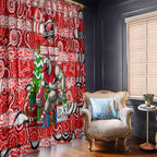 Swans Football Merry Christmas Window Curtain Indigenous Australian Art
