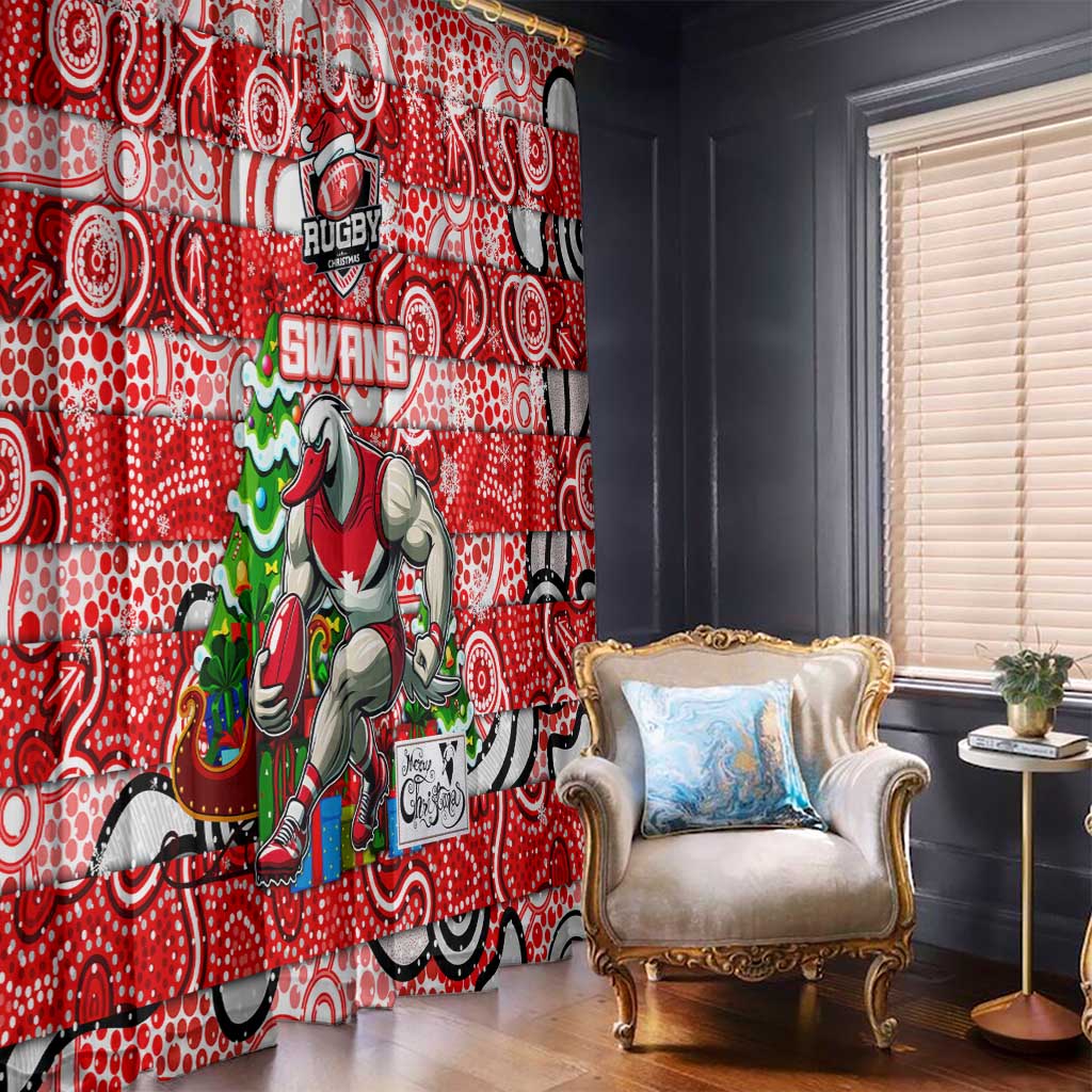 Swans Football Merry Christmas Window Curtain Indigenous Australian Art