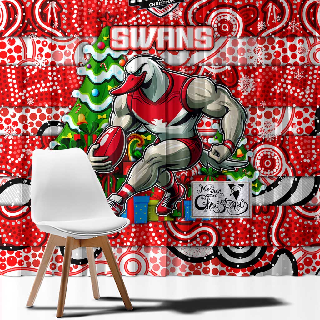 Swans Football Merry Christmas Window Curtain Indigenous Australian Art