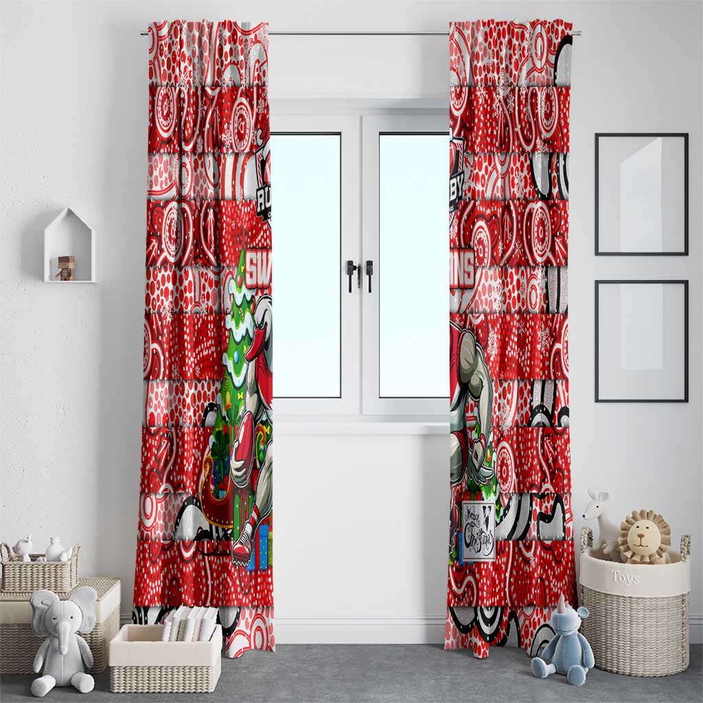 Swans Football Merry Christmas Window Curtain Indigenous Australian Art