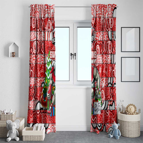 Swans Football Merry Christmas Window Curtain Indigenous Australian Art