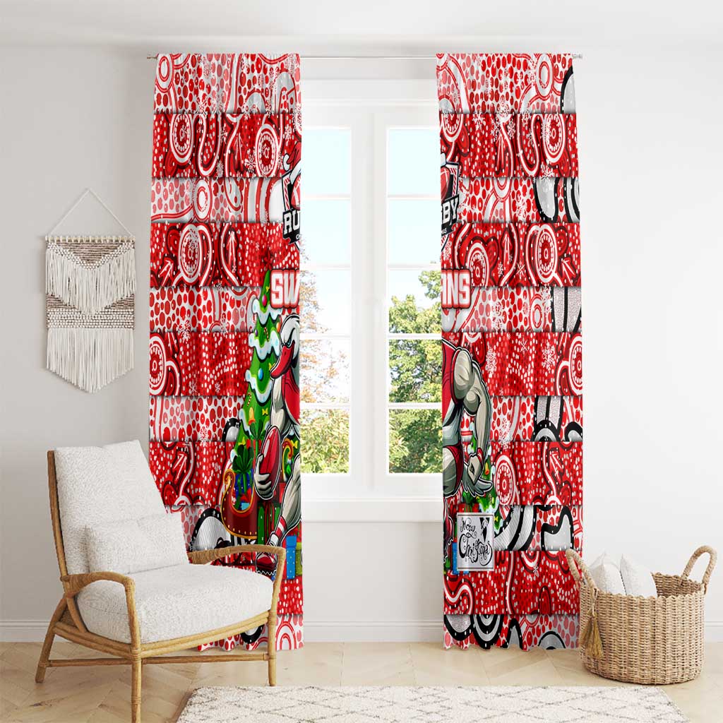 Swans Football Merry Christmas Window Curtain Indigenous Australian Art