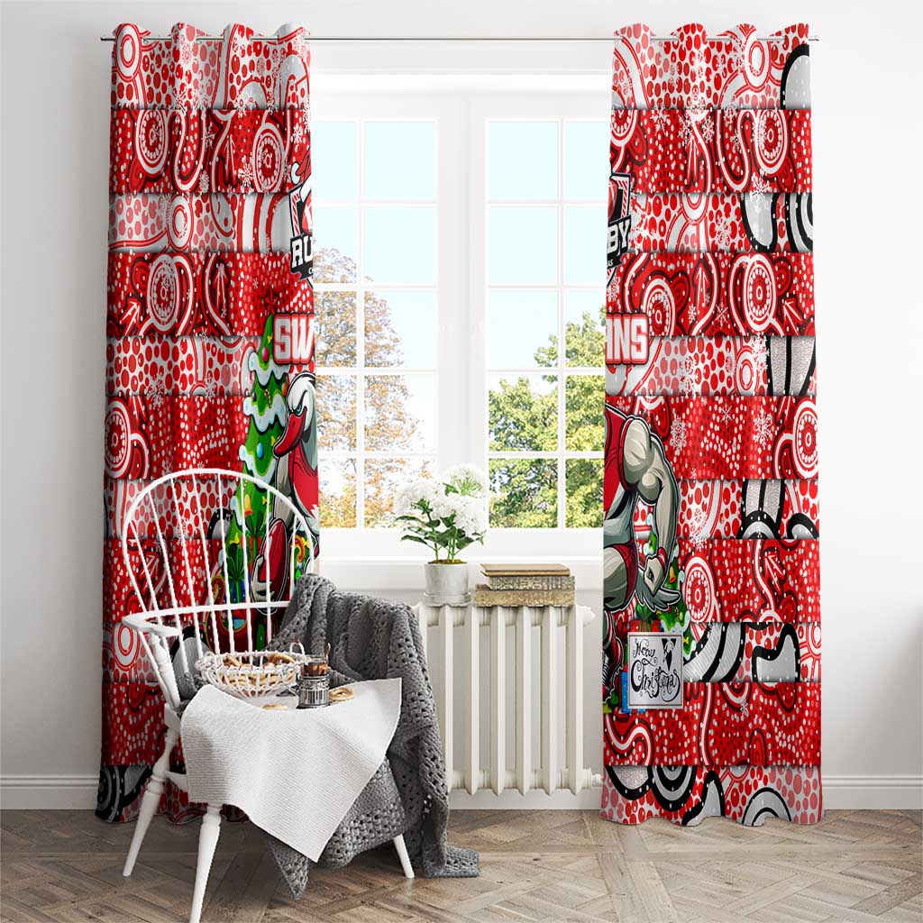 Swans Football Merry Christmas Window Curtain Indigenous Australian Art
