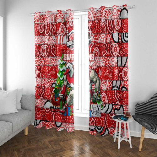 Swans Football Merry Christmas Window Curtain Indigenous Australian Art