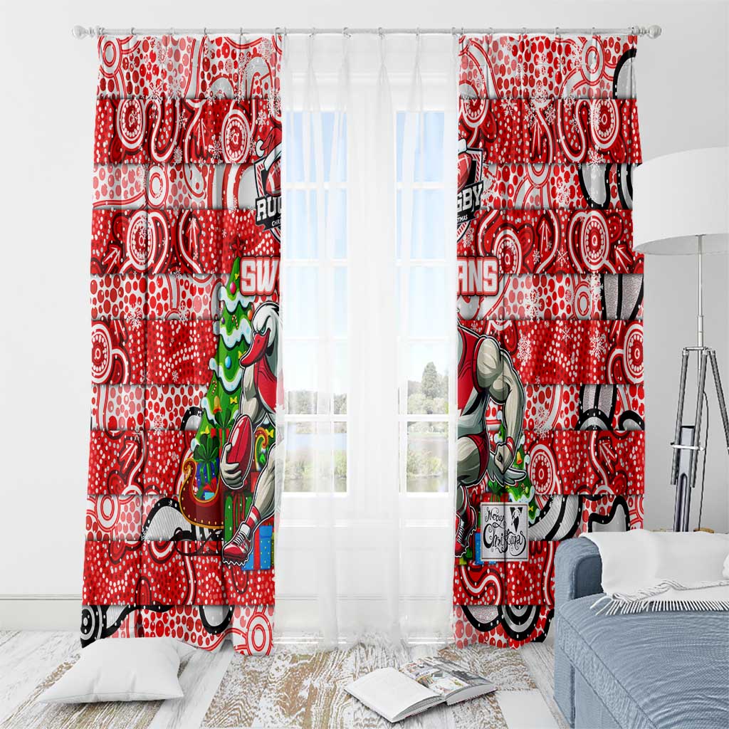 Swans Football Merry Christmas Window Curtain Indigenous Australian Art