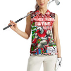 Custom Swans Rugby Merry Christmas Women Sleeveless Polo Shirt Indigenous Australian Art