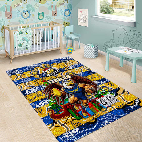 Eagles Football Merry Christmas Area Rug Indigenous Australian Art