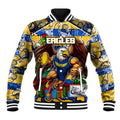 Custom Eagles Rugby Merry Christmas Baseball Jacket Indigenous Australian Art