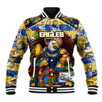 Custom Eagles Rugby Merry Christmas Baseball Jacket Indigenous Australian Art