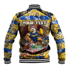 Custom Eagles Rugby Merry Christmas Baseball Jacket Indigenous Australian Art