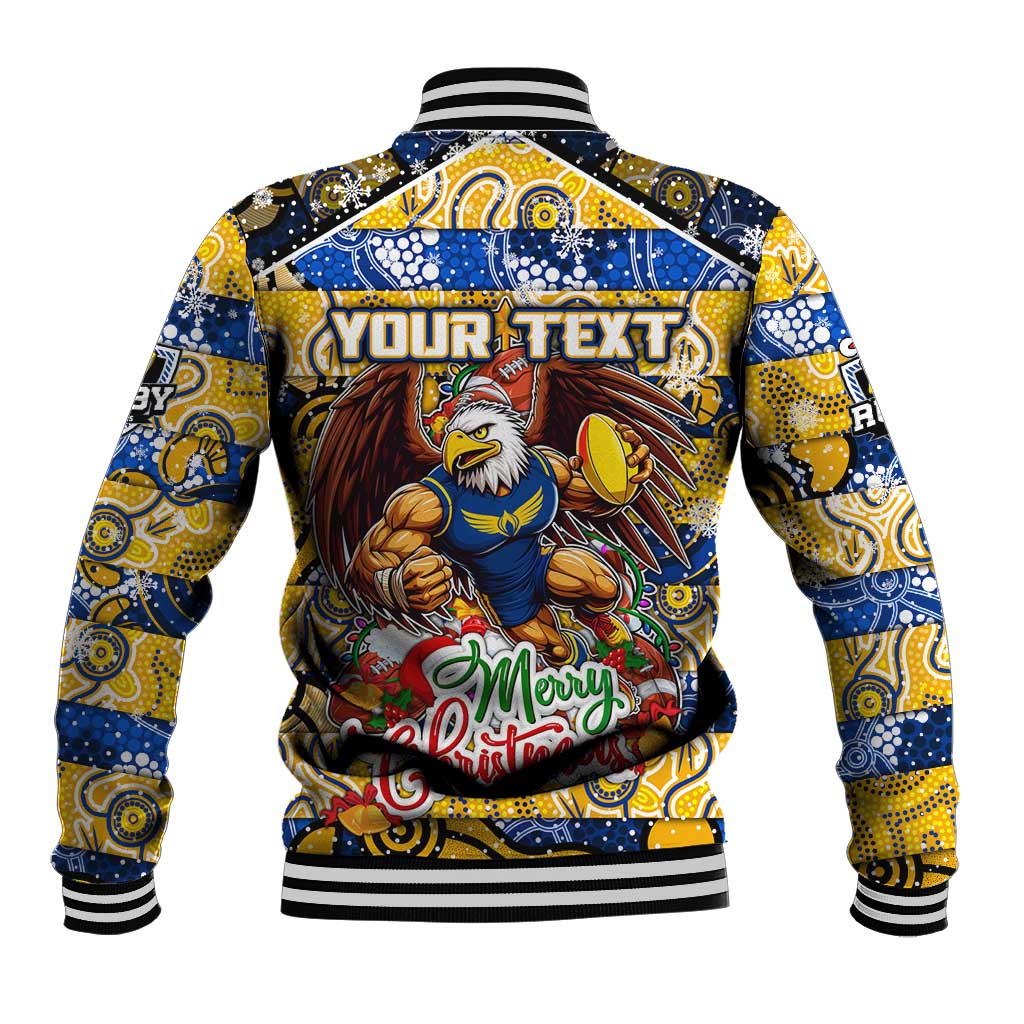 Custom Eagles Rugby Merry Christmas Baseball Jacket Indigenous Australian Art
