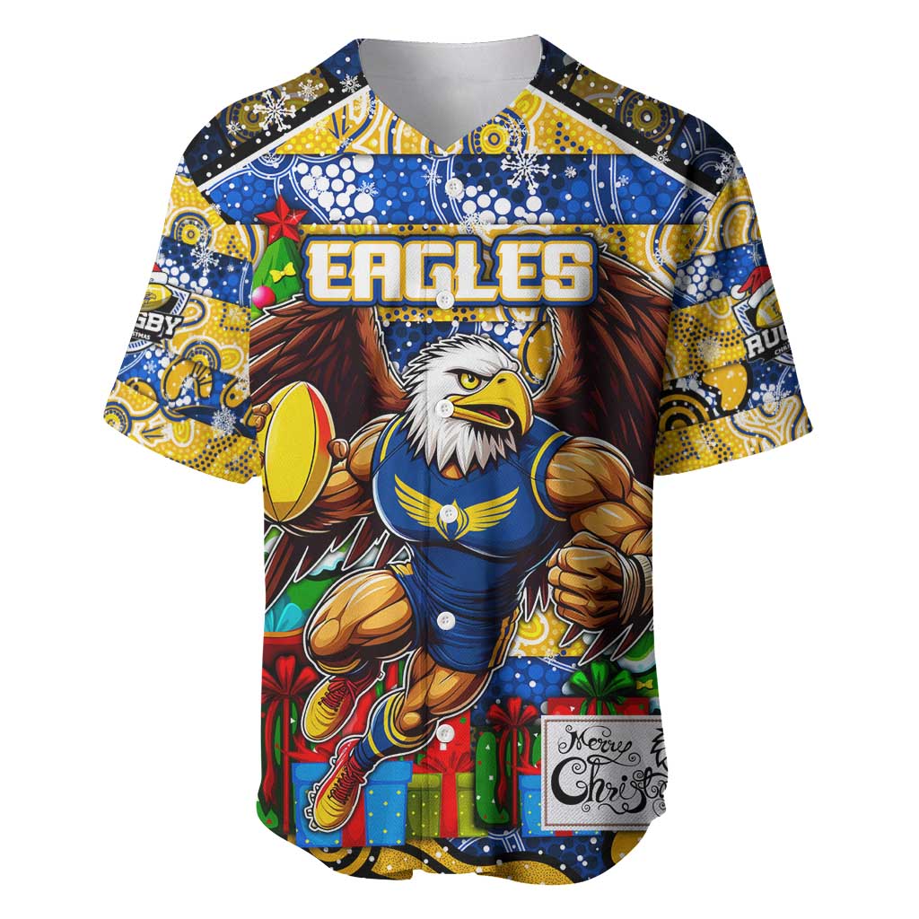 Custom Eagles Rugby Merry Christmas Baseball Jersey Indigenous Australian Art