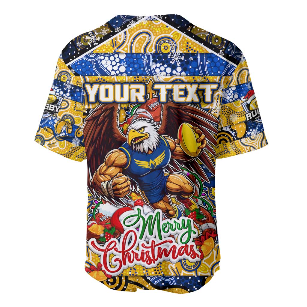 Custom Eagles Rugby Merry Christmas Baseball Jersey Indigenous Australian Art